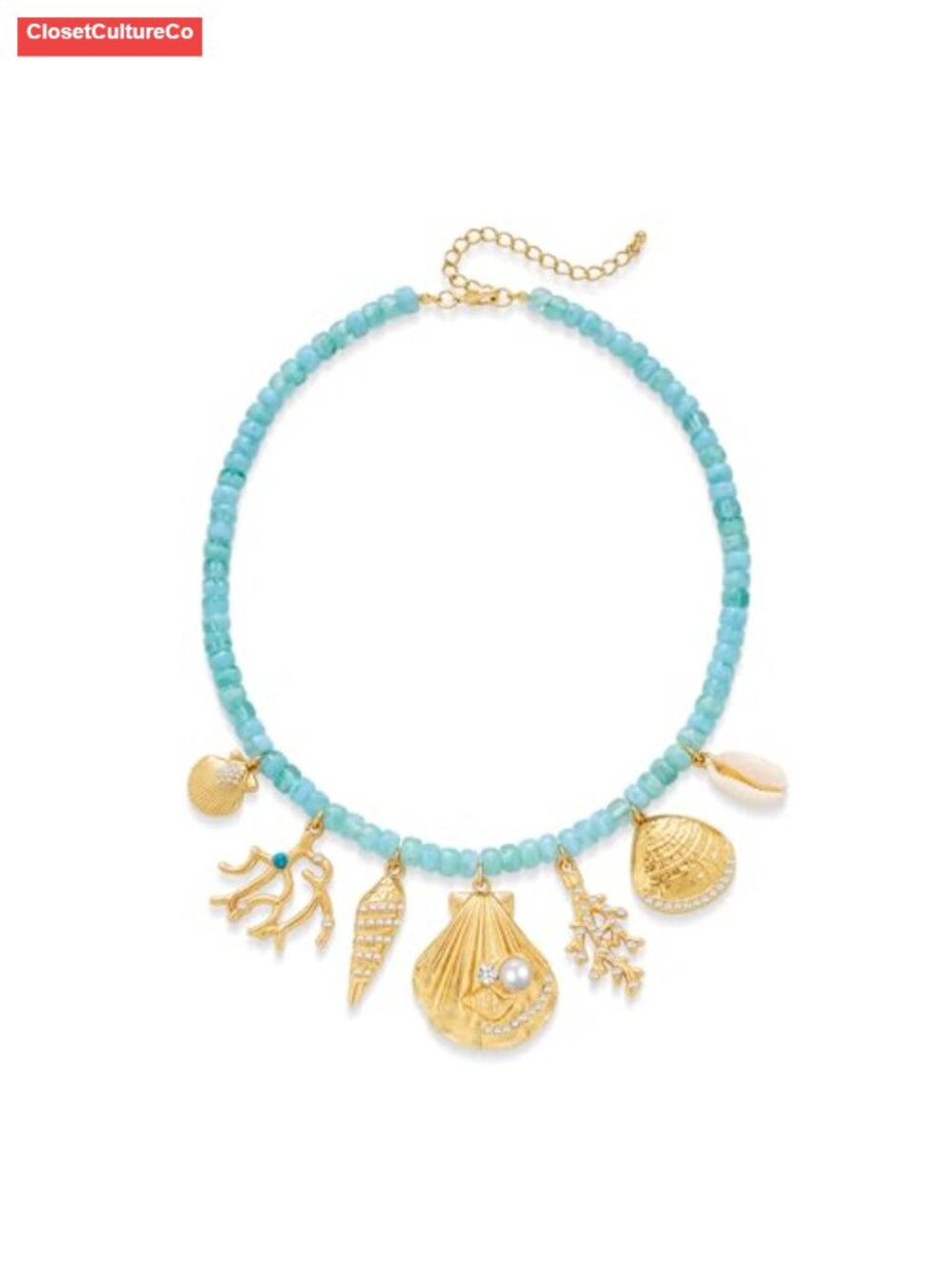 Boho Shell Charm Necklace Turquoise Beaded Summer Beach Jewelry